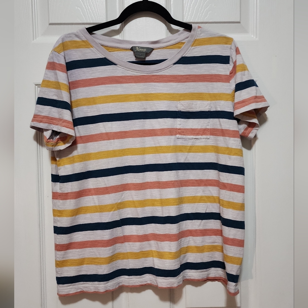 Natural Reflections Womens Striped Short Sleeve T-Shirt